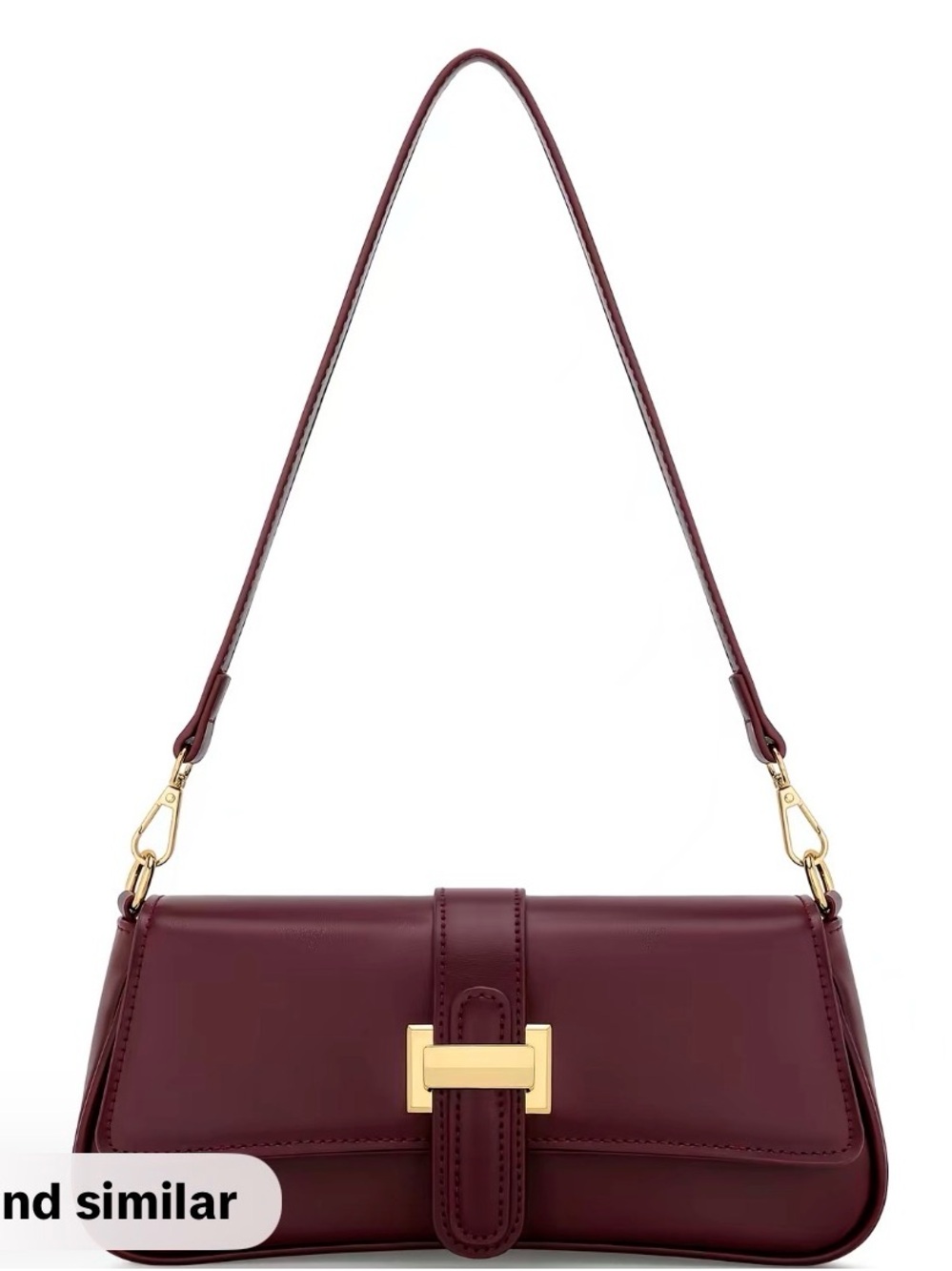Minimalist Burgundy Shoulder Bag with Gold Accent
